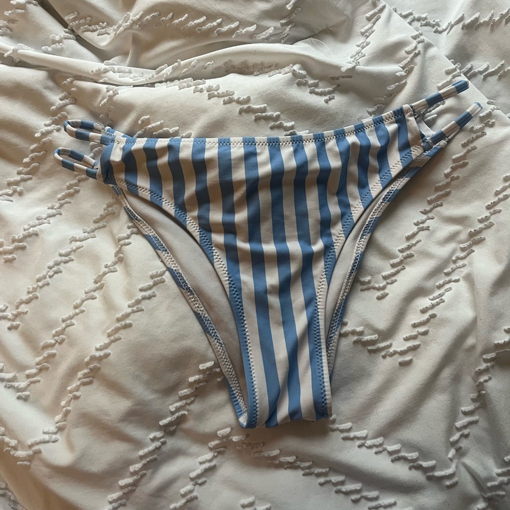 Blue and White Striped Bikini Bottom